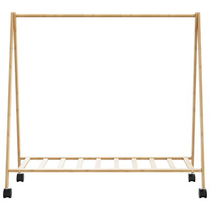 vidaXL Clothes Rack with Shelves and Wheels 41.7"x13.4"x41.9" Bamboo-3