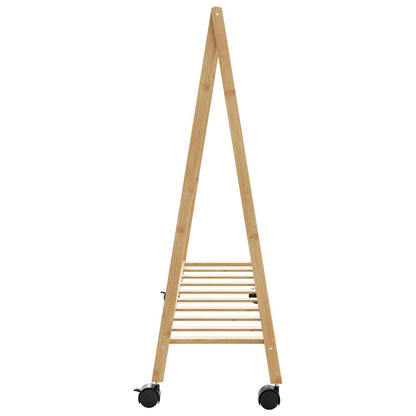 vidaXL Clothes Rack with Shelves and Wheels 41.7"x13.4"x41.9" Bamboo-4
