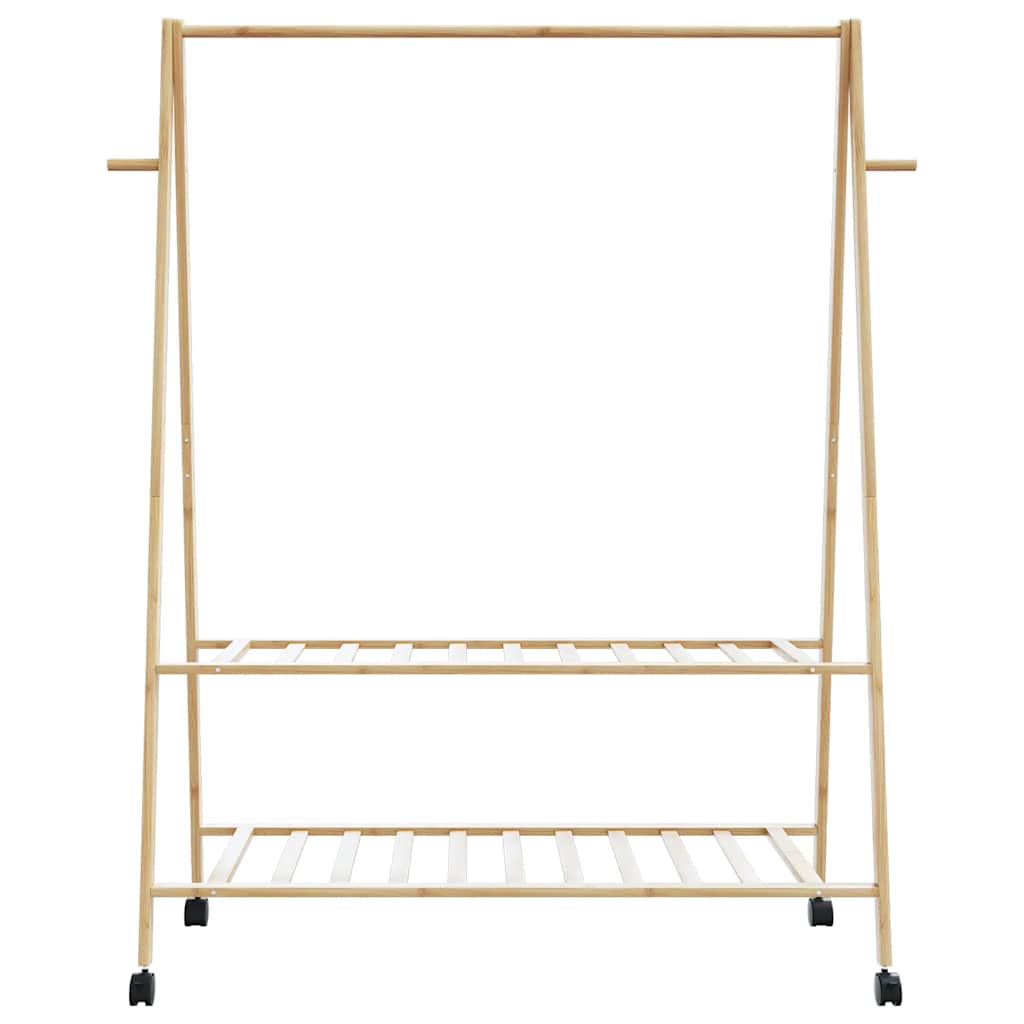 vidaXL Clothes Rack with Shelves and Wheels 52"x17.9"x61.2" Bamboo