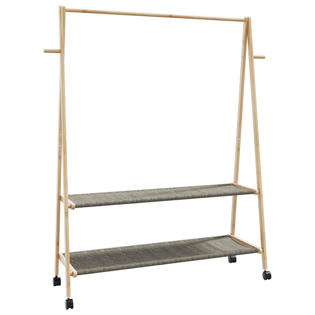 vidaXL Clothes Rack with Shelves and Wheels 52"x17.9"x61.2" Bamboo-0