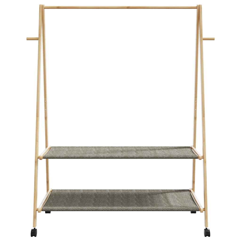 vidaXL Clothes Rack with Shelves and Wheels 52"x17.9"x61.2" Bamboo-3
