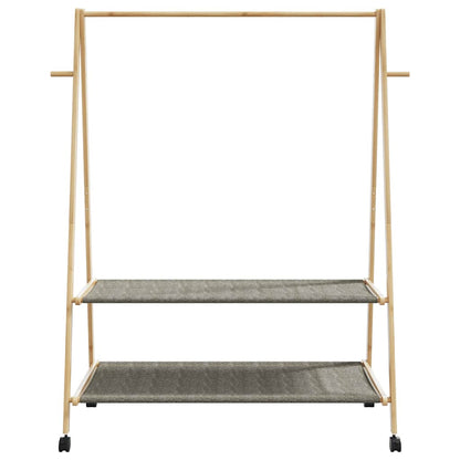 vidaXL Clothes Rack with Shelves and Wheels 52"x17.9"x61.2" Bamboo-3