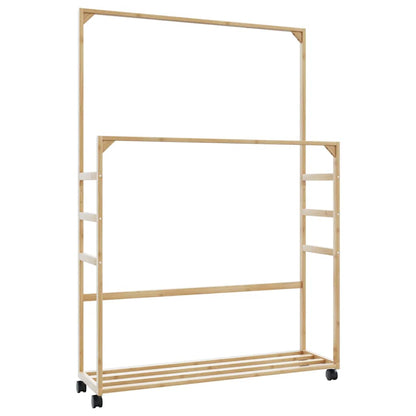 vidaXL Clothes Rack with Shelves and Wheels 35.4"x13.8"x61" Bamboo-0