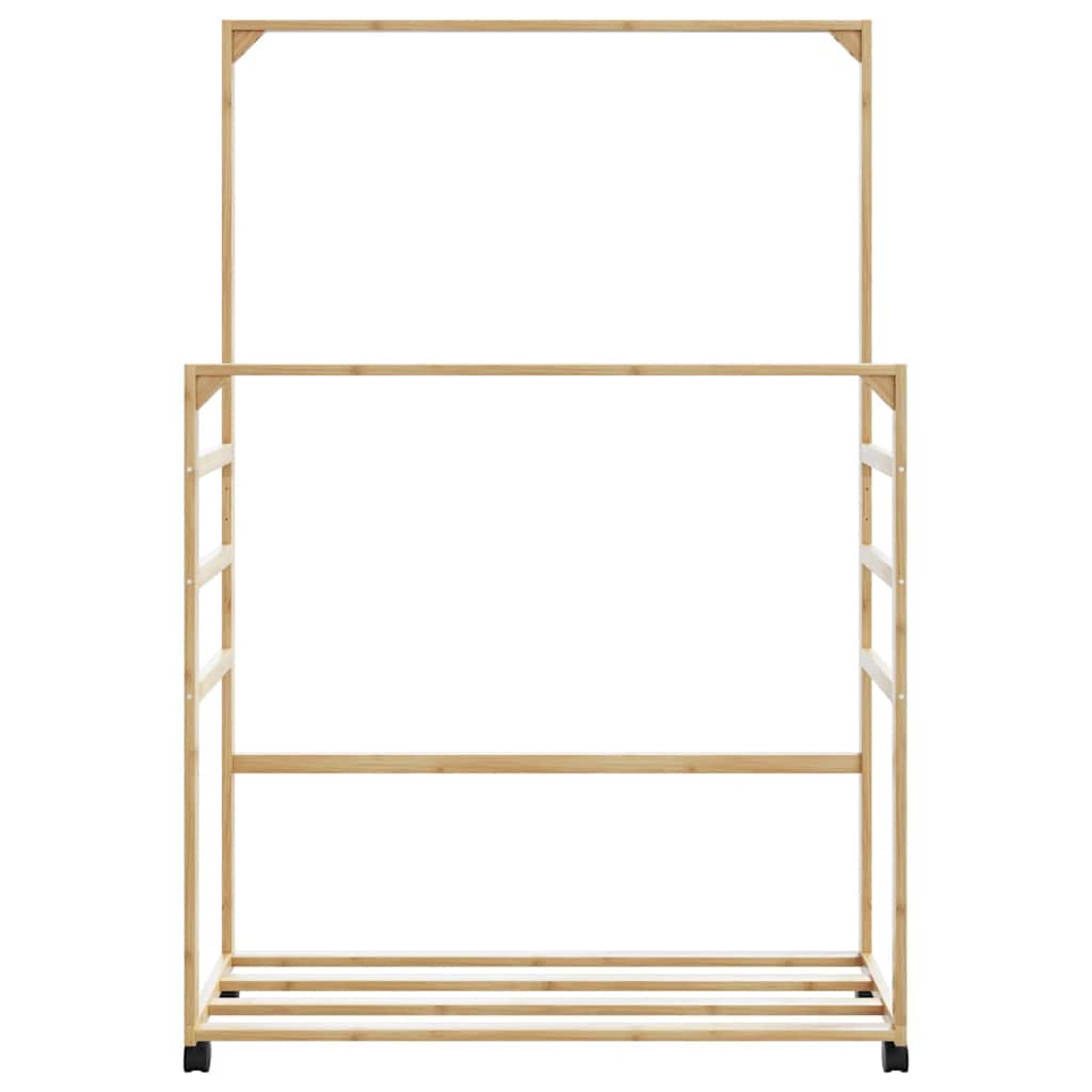vidaXL Clothes Rack with Shelves and Wheels 35.4"x13.8"x61" Bamboo-3