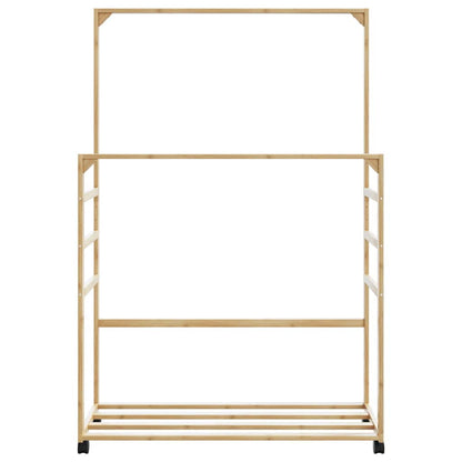 vidaXL Clothes Rack with Shelves and Wheels 35.4"x13.8"x61" Bamboo-3