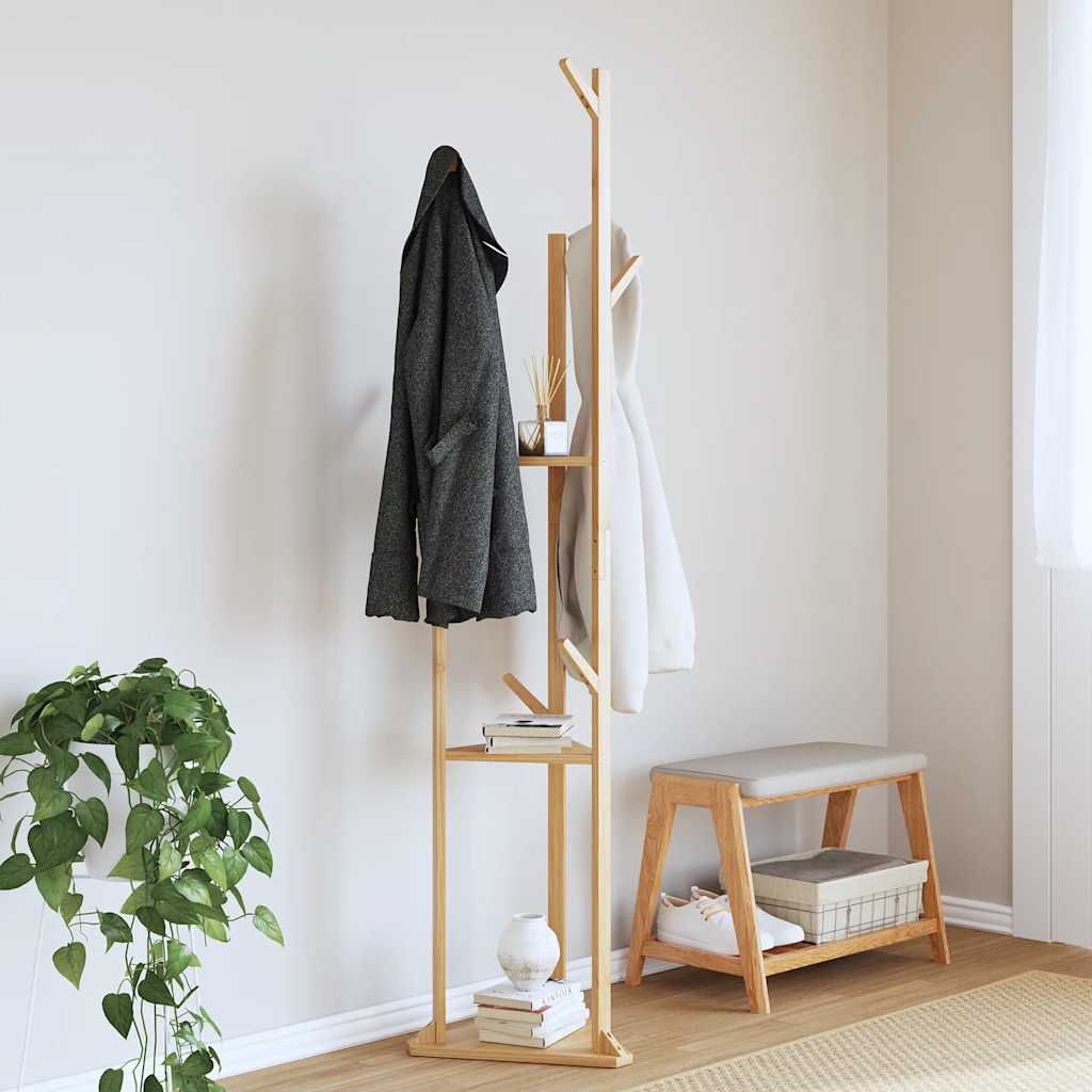 vidaXL Coat Stand with Hooks and Shelves 15.4"x13"x65.4" Bamboo-1