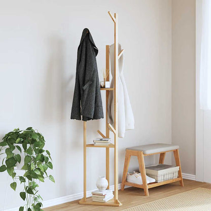 vidaXL Coat Stand with Hooks and Shelves 15.4"x13"x65.4" Bamboo-1