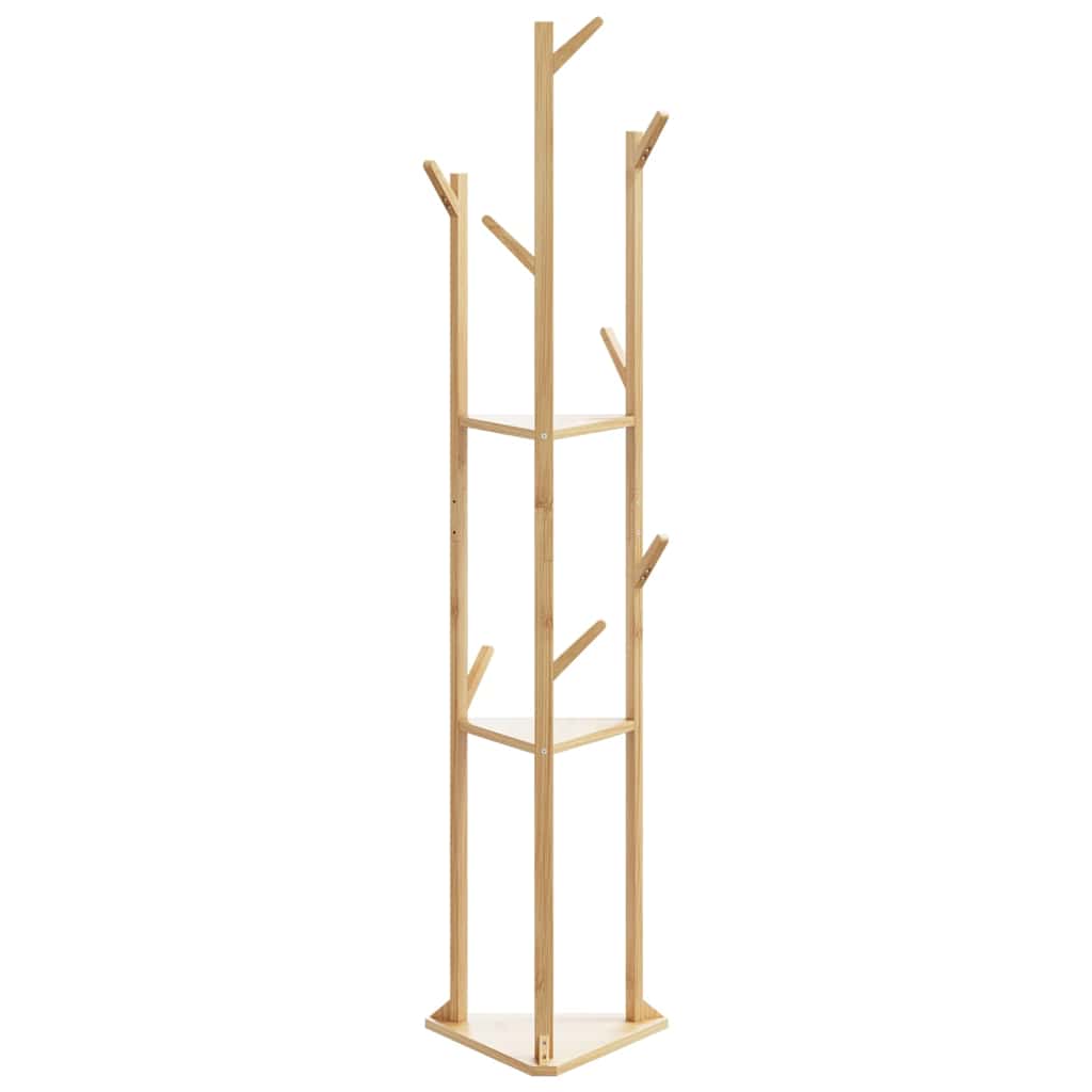 vidaXL Coat Stand with Hooks and Shelves 15.4"x13"x65.4" Bamboo-2
