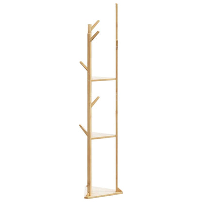 vidaXL Coat Stand with Hooks and Shelves 15.4"x13"x65.4" Bamboo-3