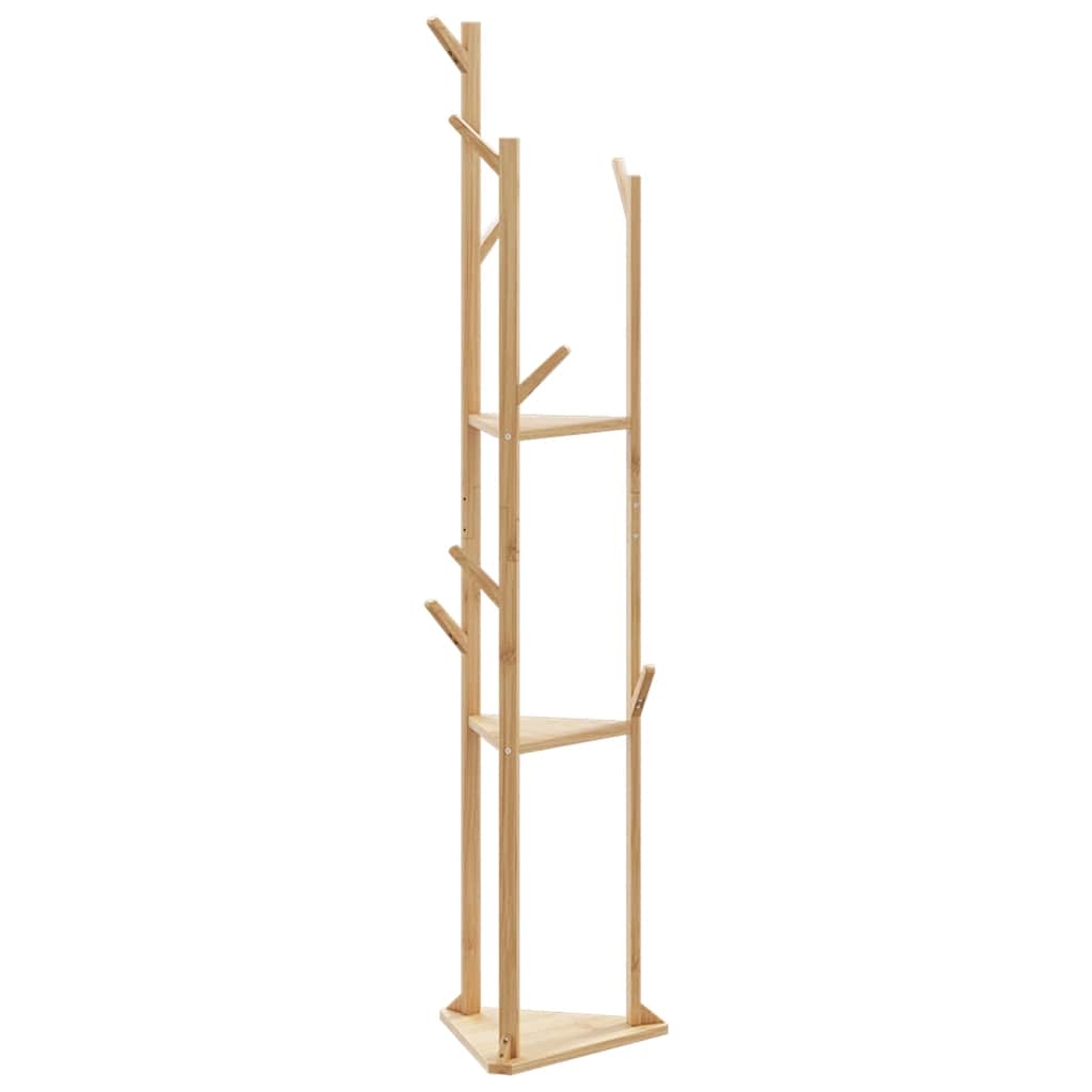 vidaXL Coat Stand with Hooks and Shelves 15.4"x13"x65.4" Bamboo-4