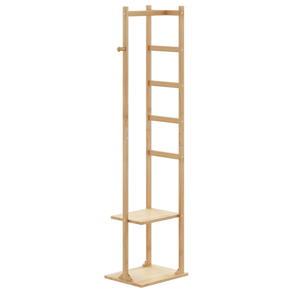 vidaXL Coat Stand with Hooks and Shelves 15.2"x11.8"x61.4" Bamboo-4