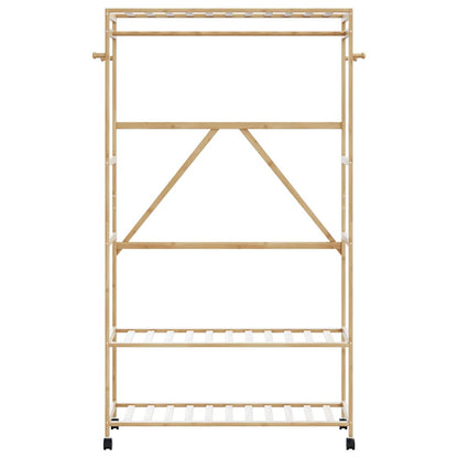 vidaXL Clothes Rack with Shelves and Wheels 43.3"x15.7"x70.9" Bamboo-1