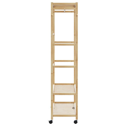 vidaXL Clothes Rack with Shelves and Wheels 43.3"x15.7"x70.9" Bamboo-2