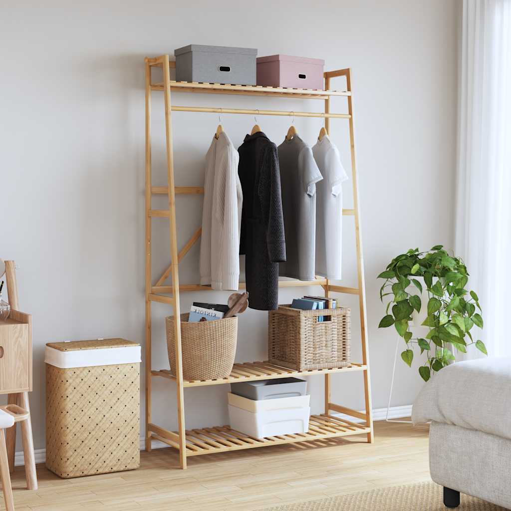 vidaXL Clothes Rack with Shelves 43.3"x15.7"x70.9" Bamboo-1