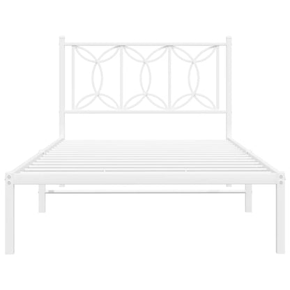 vidaXL Metal Bed Frame with Headboard White 39.4"x78.7"-4