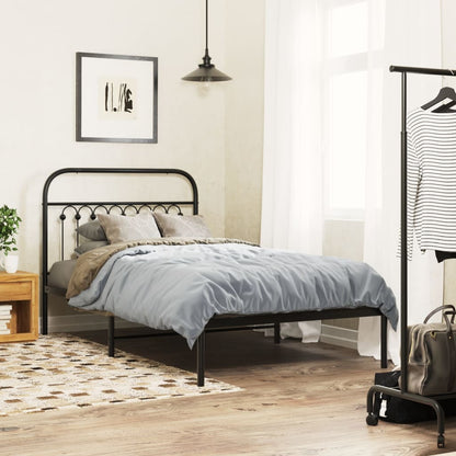 vidaXL Metal Bed Frame with Headboard Black 39.4"x78.7"-1