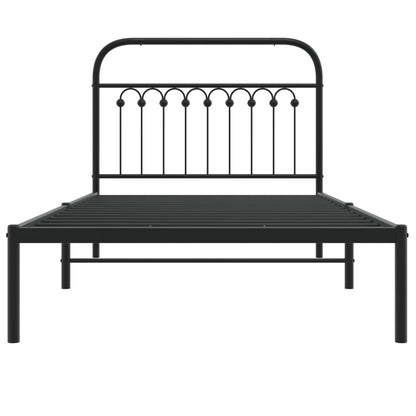 vidaXL Metal Bed Frame with Headboard Black 39.4"x78.7"-3