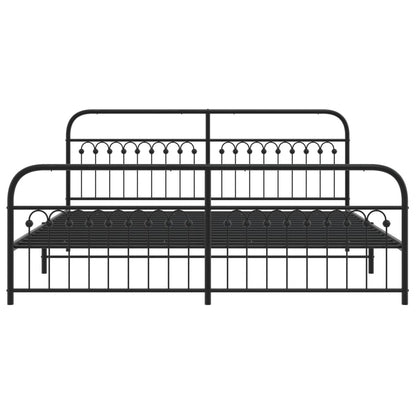 vidaXL Metal Bed Frame with Headboard and Footboard Black 76"x79.9" King-3