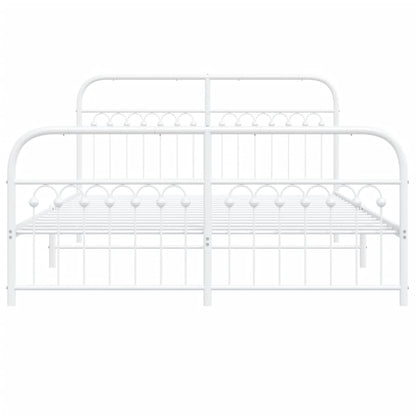vidaXL Metal Bed Frame with Headboard and Footboard White 59.1"x78.7"-4