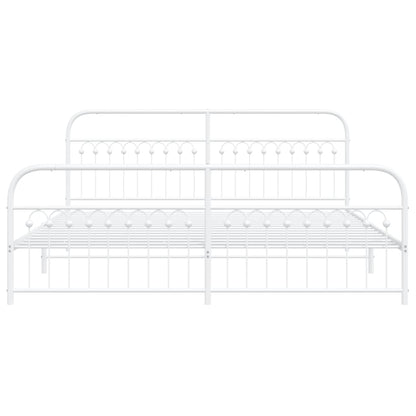 vidaXL Metal Bed Frame with Headboard and Footboard White 76"x79.9" King-3