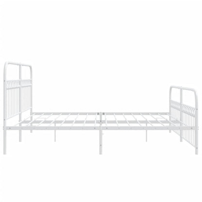 vidaXL Metal Bed Frame with Headboard and Footboard White 76"x79.9" King-4