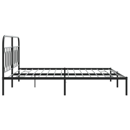 vidaXL Metal Bed Frame with Headboard Black 76"x79.9" King-4