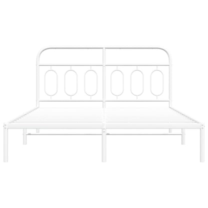 vidaXL Metal Bed Frame with Headboard White 59.1"x78.7"-4