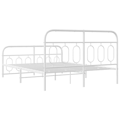 vidaXL Metal Bed Frame with Headboard and Footboard White 59.1"x78.7"-4