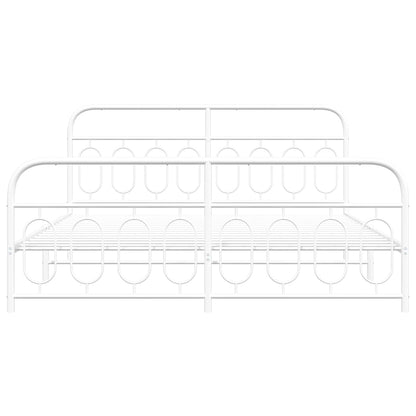vidaXL Metal Bed Frame with Headboard and Footboard White 76"x79.9" King-3
