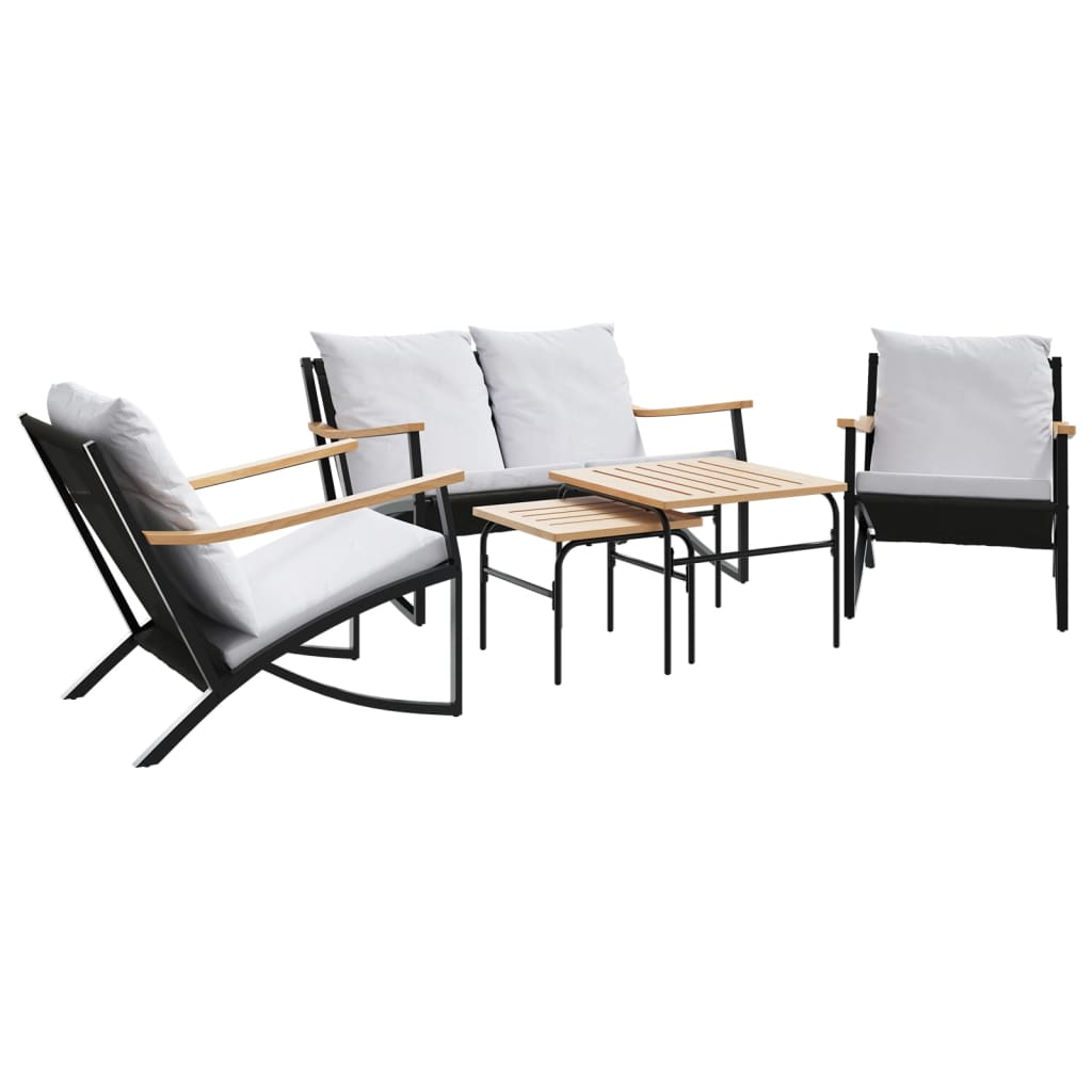 vidaXL Patio Chairs with Cushions Seating Outdoor Garden Furniture Black Steel-8