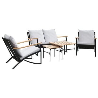 vidaXL Patio Chairs with Cushions Seating Outdoor Garden Furniture Black Steel-8