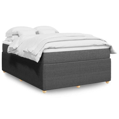 vidaXL Box Spring Bed with Mattress Dark Gray Queen Fabric-1