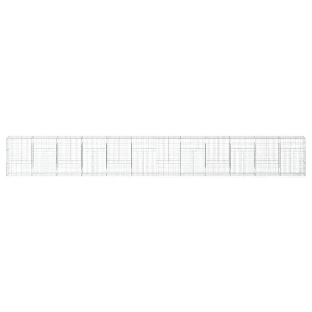 vidaXL Gabion Basket with Cover Stone Cage Retaining Wall Galvanized Iron-3