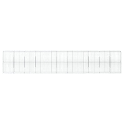 vidaXL Gabion Basket with Cover Stone Cage Retaining Wall Galvanized Iron-4