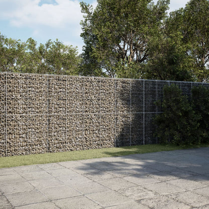 vidaXL Gabion Basket with Cover Stone Cage Retaining Wall Galvanized Iron-0