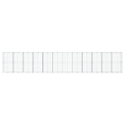 vidaXL Gabion Basket with Cover Stone Cage Retaining Wall Galvanized Iron-4