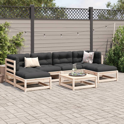 vidaXL 7 Piece Patio Sofa Set with Cushions Solid Wood Pine-1