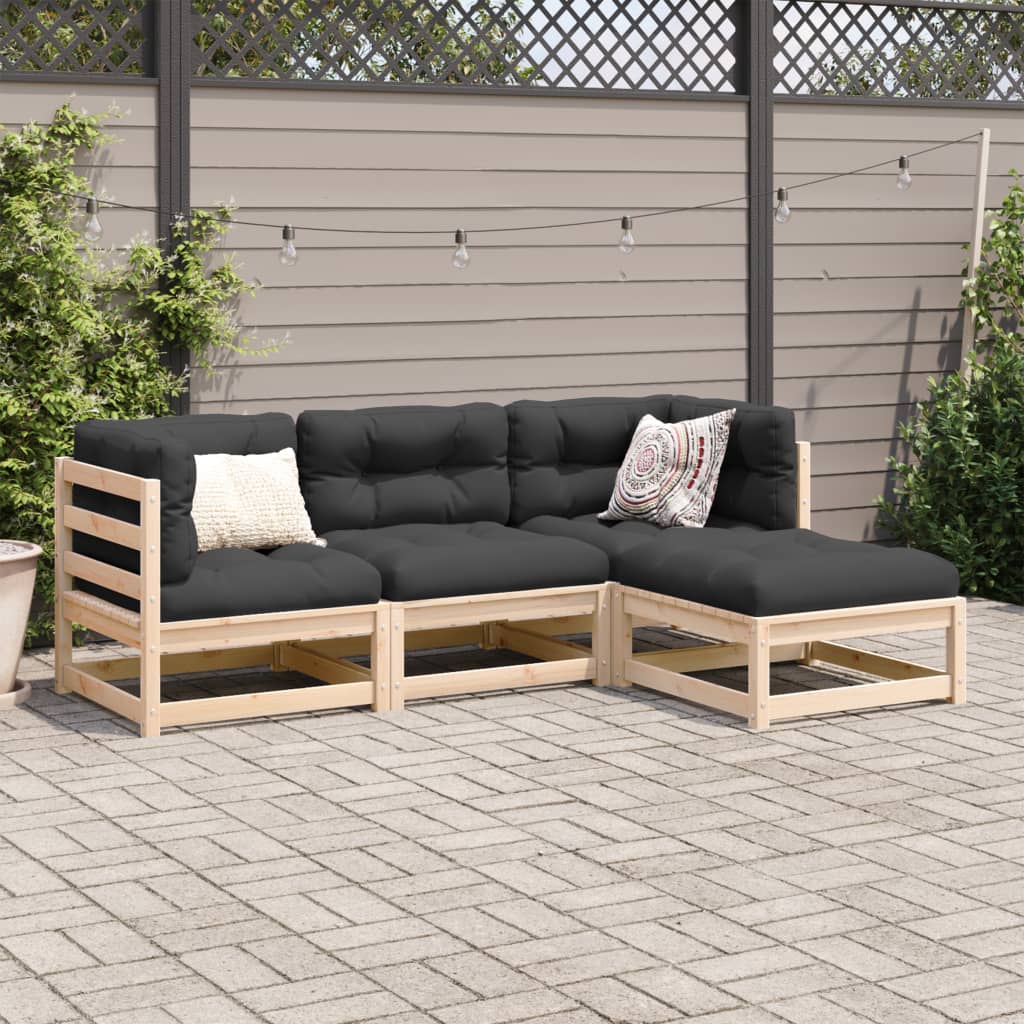 vidaXL 4 Piece Patio Sofa Set Solid Wood Pine-1