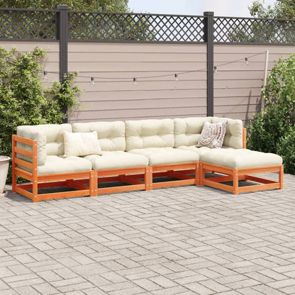 vidaXL 5 Piece Patio Sofa Set Wax Brown Solid Wood Pine-1
