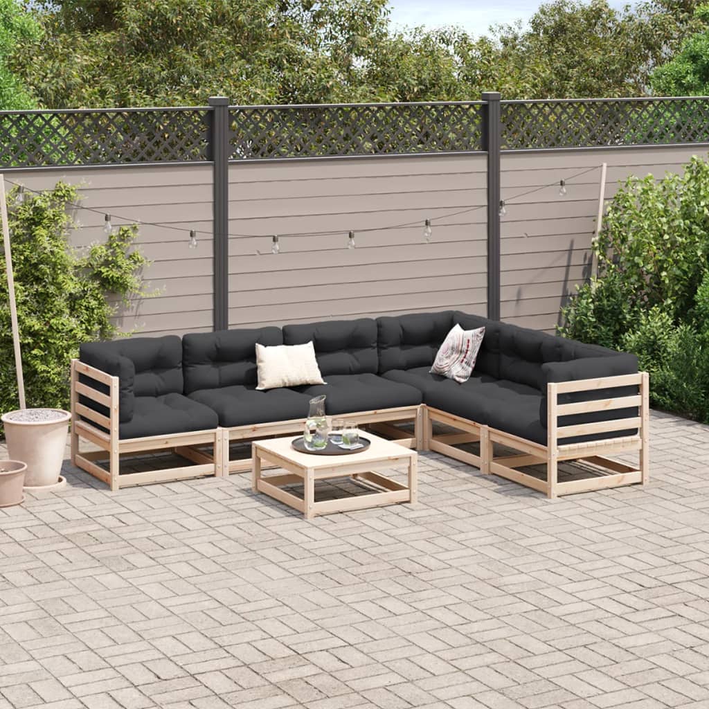 vidaXL 7 Piece Patio Sofa Set Solid Wood Pine-1