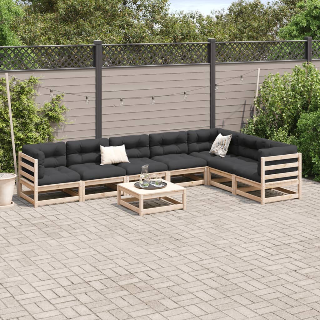 vidaXL 8 Piece Patio Sofa Set with Cushions Solid Wood Pine-2