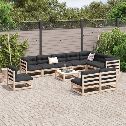 vidaXL Patio Sofa Set Modular Outdoor Conversation 11 Piece Solid Wood Pine-2
