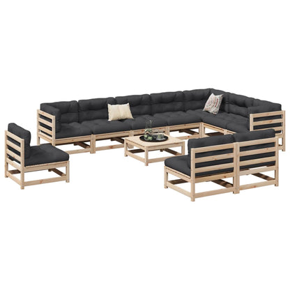 vidaXL Patio Sofa Set Modular Outdoor Conversation 11 Piece Solid Wood Pine-0