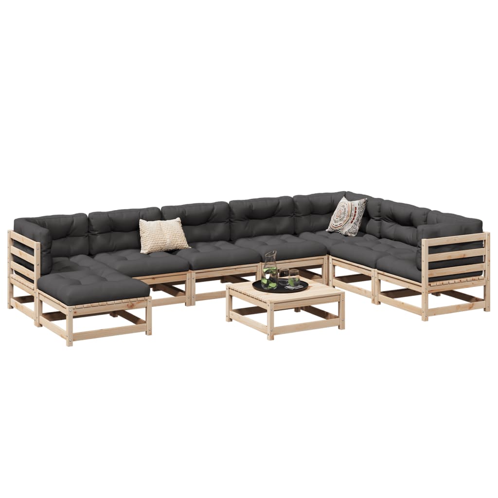 vidaXL 9 Piece Patio Sofa Set Solid Wood Pine-0