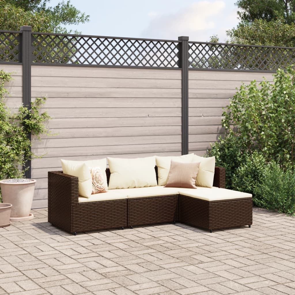 vidaXL Patio Lounge Set with Cushions Sectional Sofa Garden Backyard Poly Rattan-9