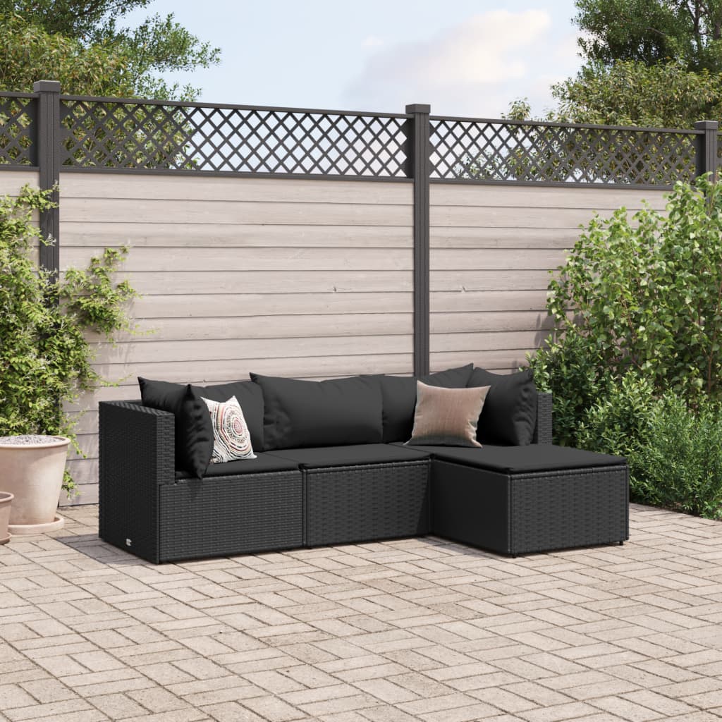 vidaXL Patio Lounge Set with Cushions Sectional Sofa Garden Backyard Poly Rattan-0