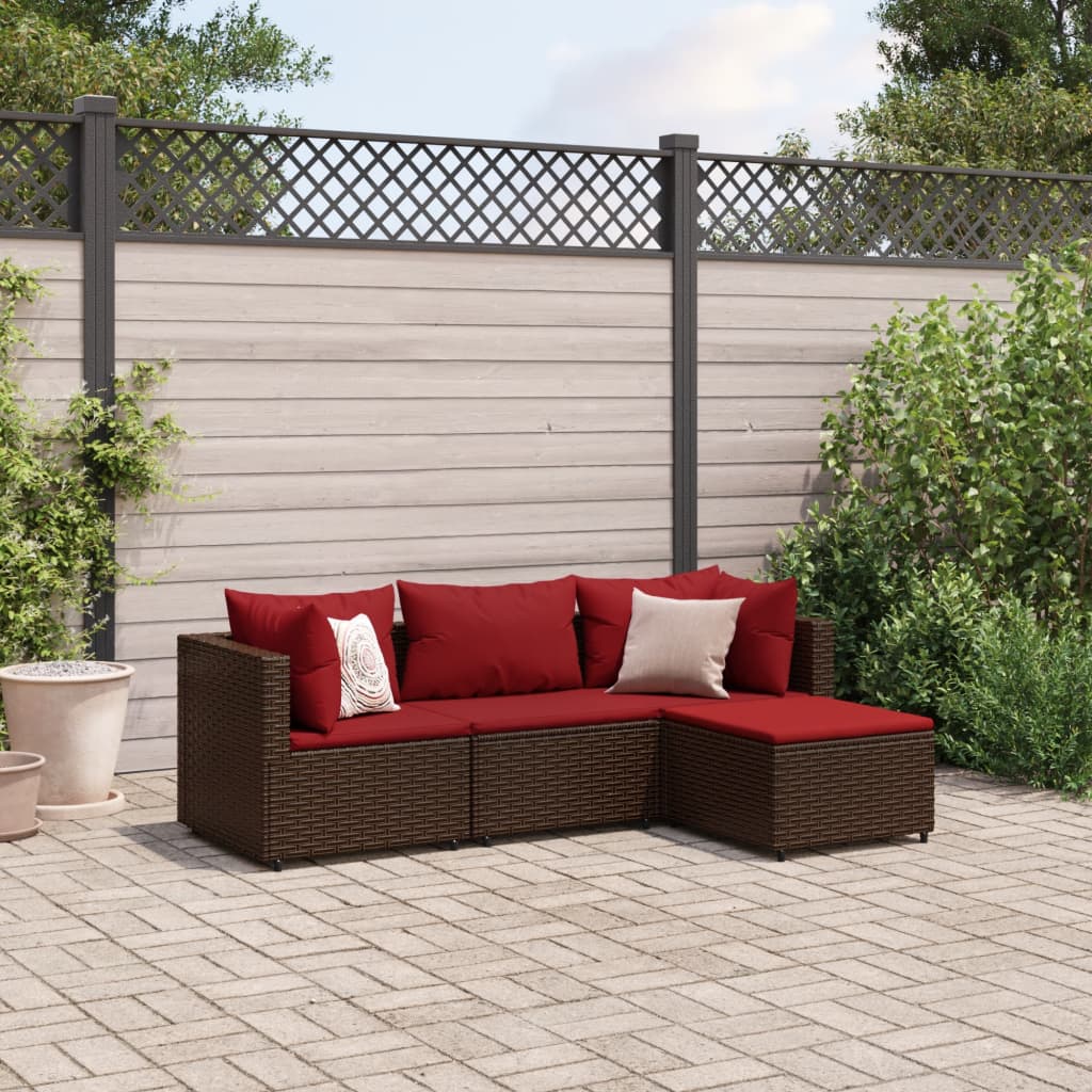 vidaXL Patio Lounge Set with Cushions Sectional Sofa Garden Backyard Poly Rattan-13