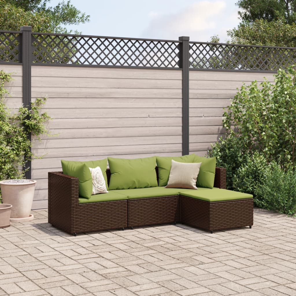 vidaXL Patio Lounge Set with Cushions Sectional Sofa Garden Backyard Poly Rattan-11