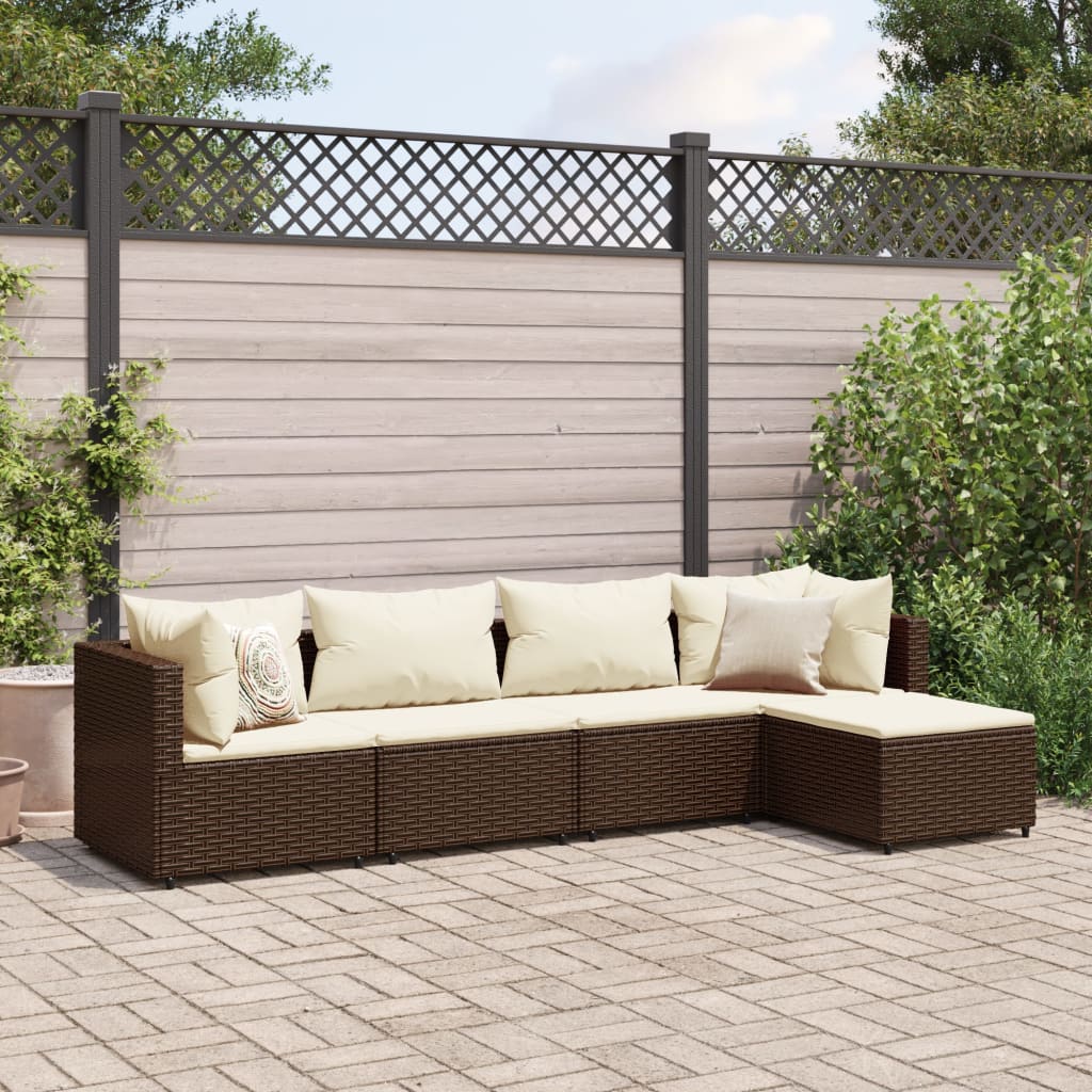 vidaXL Patio Lounge Set with Cushions Sectional Sofa Garden Backyard Poly Rattan-4