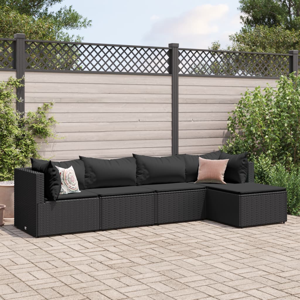 vidaXL Patio Lounge Set with Cushions Sectional Sofa Garden Backyard Poly Rattan-5